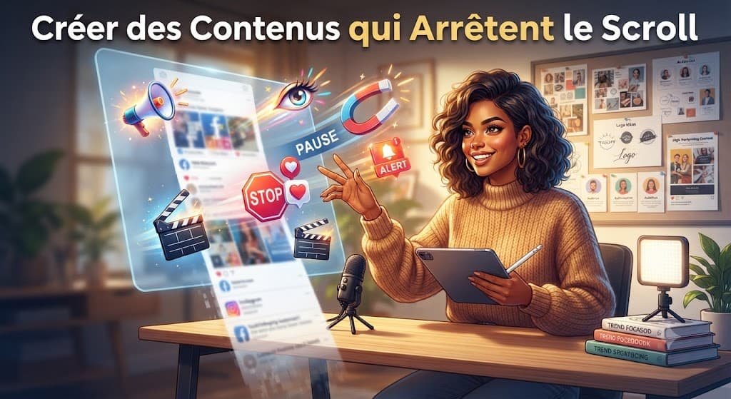 Créatrice analysant l'impact de ses contenus sur écran
