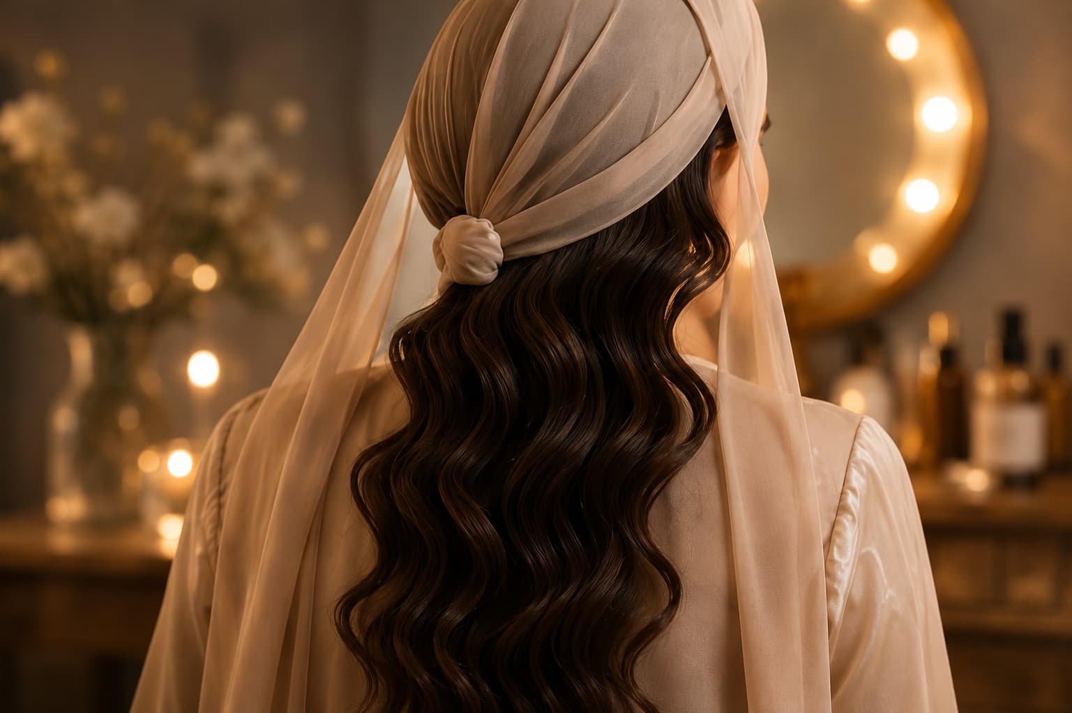 Illustration de la leçon sur le soin des cheveux sous le voile