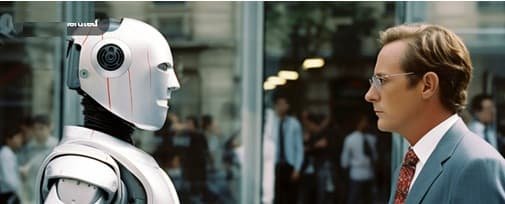 Interaction entre un humain et un robot d’intelligence artificielle